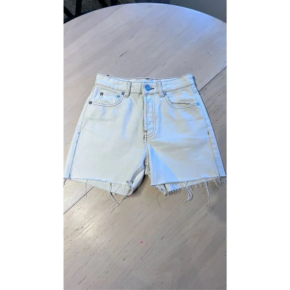 ZARA TAN DENIM JEAN SHORTS HIGH RISE WOMENS SIZE 2